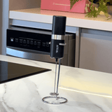 Mixer Elétrico para Bebidas em Aço Inox e Plástico com Suporte - Ela Decora