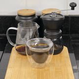Moedor de Café Manual em Aço Inox com Pote de Vidro Preto 20cm - Ela Decora