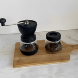 Moedor de Café Manual em Aço Inox com Pote de Vidro Preto 20cm - Ela Decora