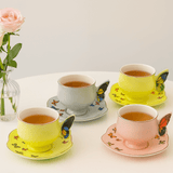 jogo de xícaras borboleta com chá