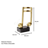 Nota Musical Decorativa Dourada 14cm - Ela Decora