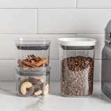 Pote Porta Mantimento Organizador Quadrado com Tampa Hermética Natural com Branco Block 1 Litro