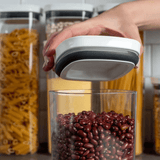 Pote Porta Mantimento Organizador Quadrado com Tampa Hermética Natural com Branco Block 1 Litro