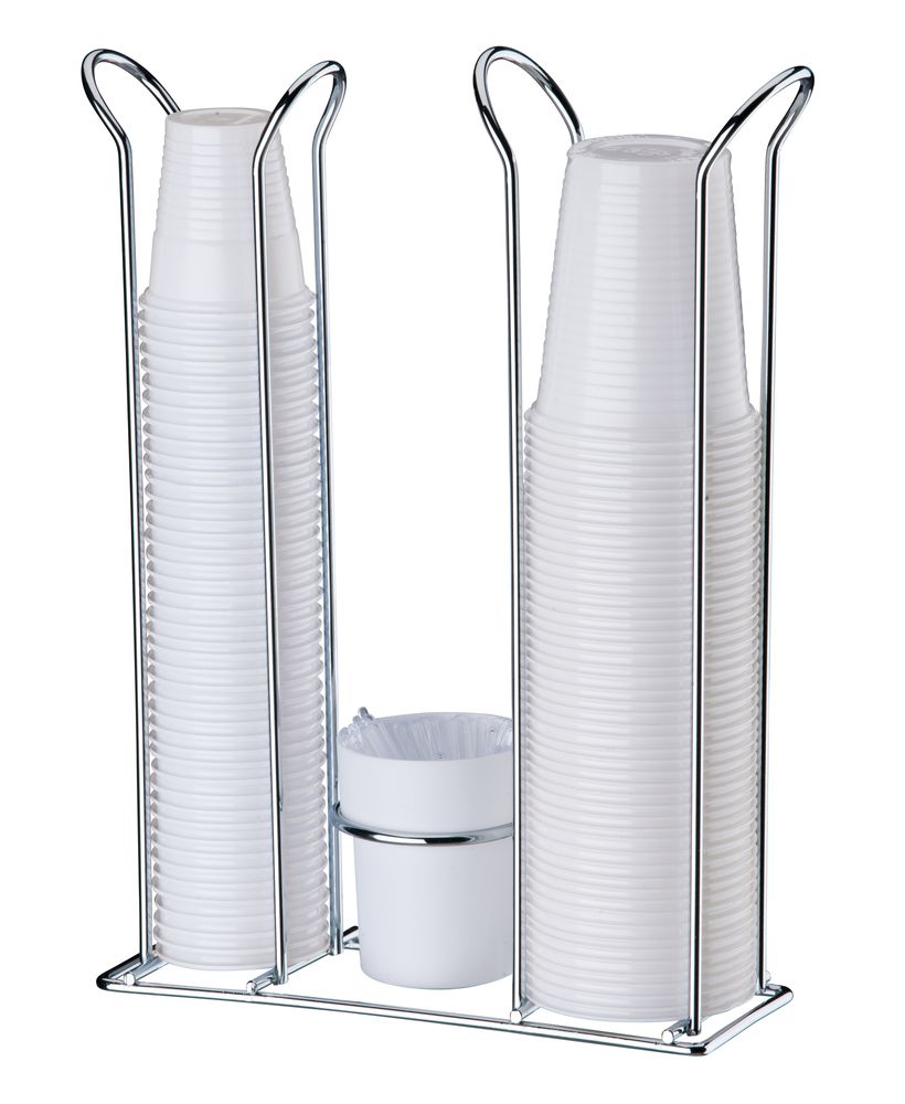 Organizador Copos Descartaveis 200ml e 50/80ml e Mexedor Branco - Ela Decora