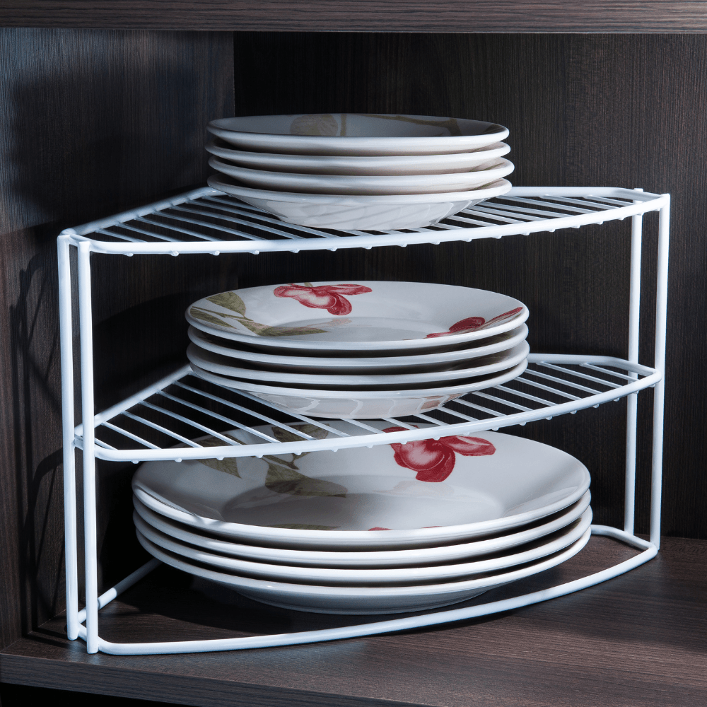 Organizador de Canto 3 Níveis Para Pratos Branco - Ela Decora
