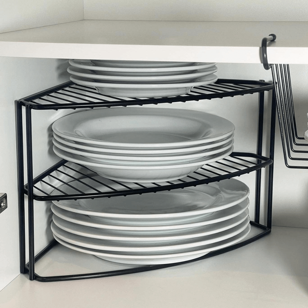 Organizador De Canto 3 Níveis Preto Fosco Linha Black - Ela Decora