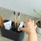 Organizador de Maquiagem com Divisórias Bold Preto 16,8cm - Ela Decora