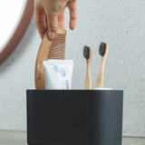 Organizador de Maquiagem com Divisórias Bold Preto 16,8cm - Ela Decora