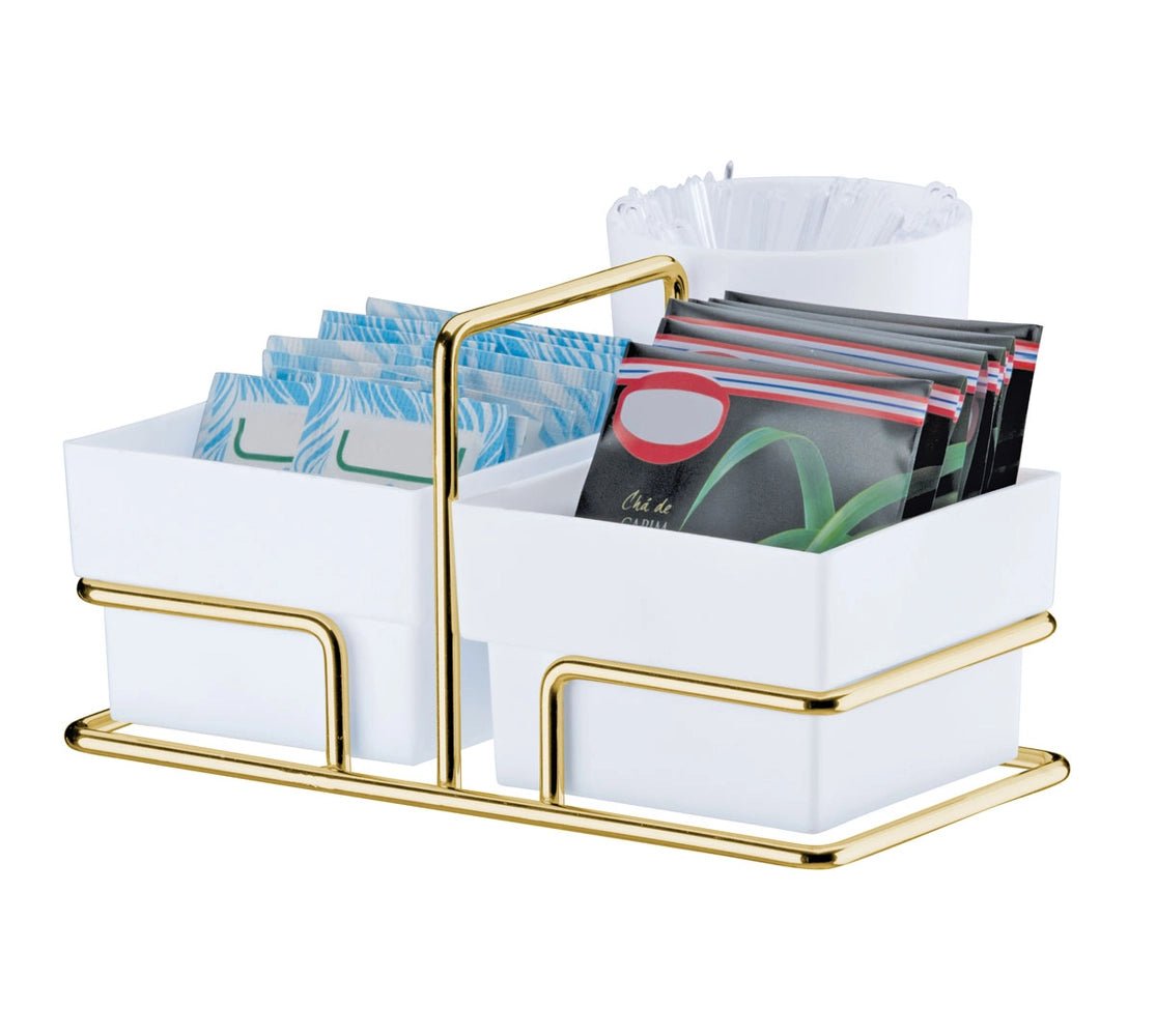 Organizador de Sachês e Mexedores Branco e Dourado - Ela Decora