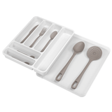 Organizador de Talheres com Tampa Extensível Perfect Branco 35,9cm - Ela Decora
