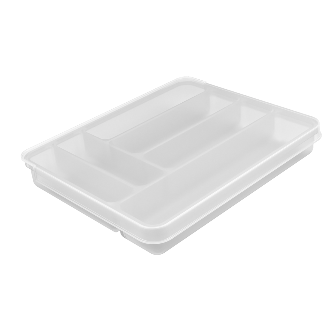 Organizador de Talheres com Tampa Extensível Perfect Branco 35,9cm - Ela Decora