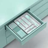 Organizador de Talheres com Tampa Extensível Perfect Transparente 35,9cm - Ela Decora