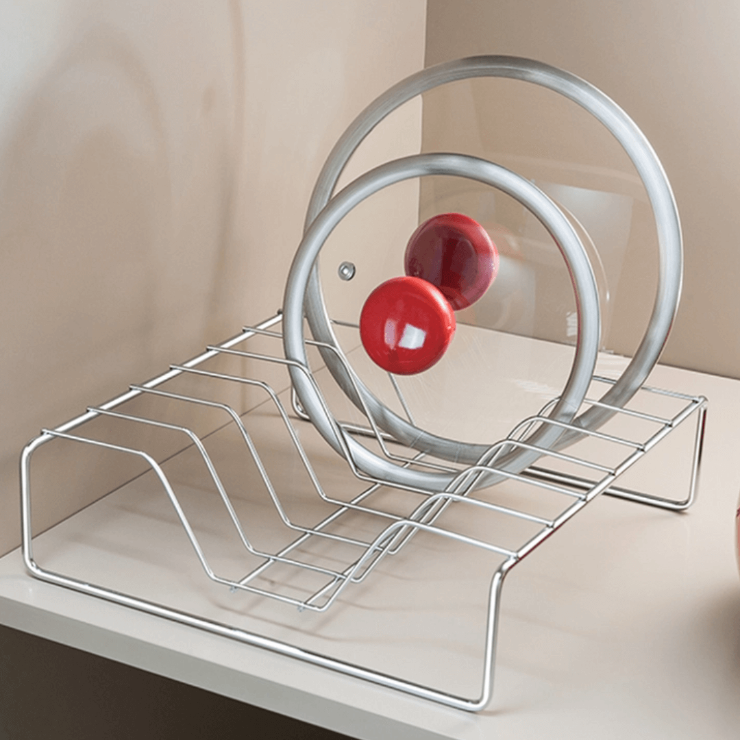 Organizador De Tampas De Panela Aço Cromado - Ela Decora