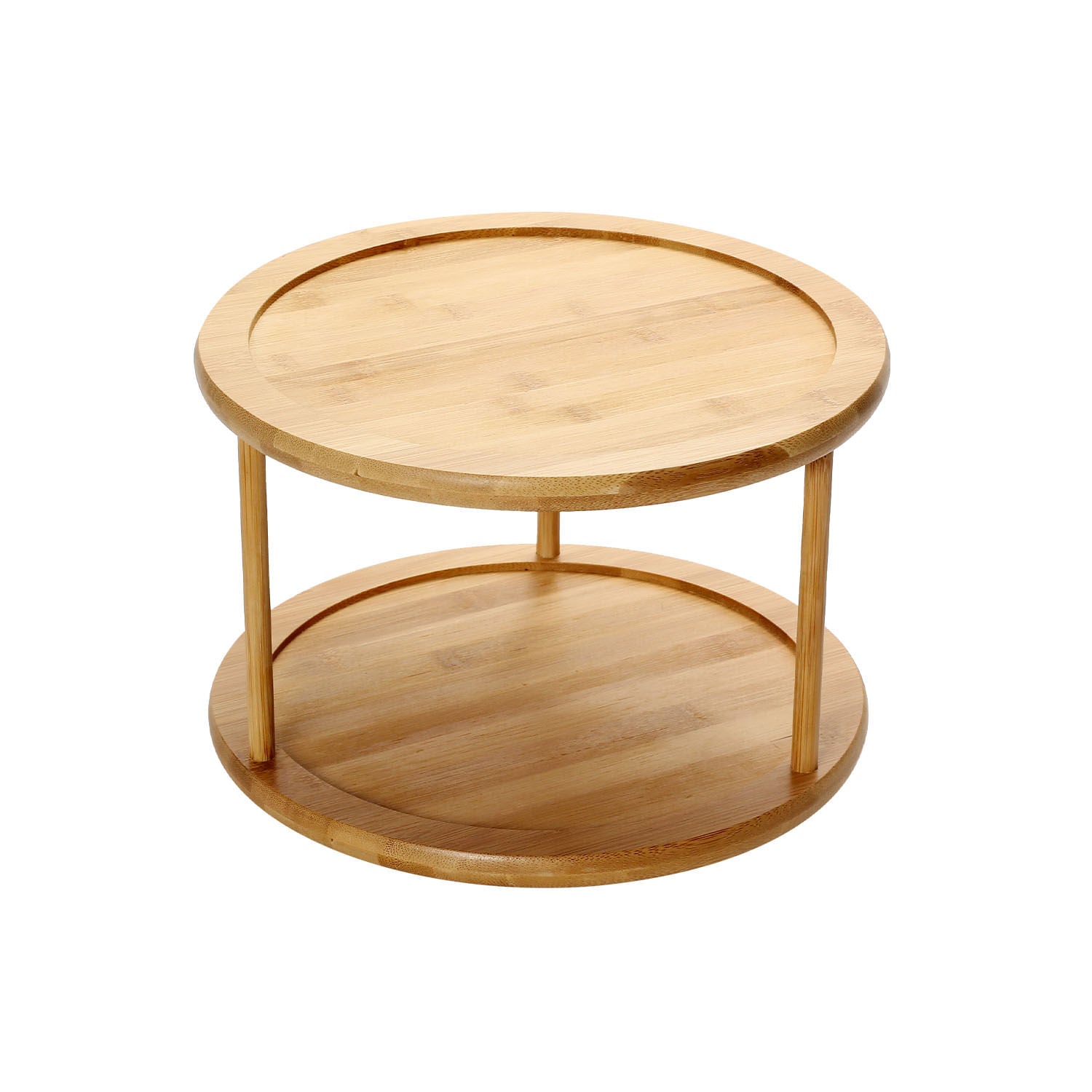Organizador Giratório 2 Andares em Bambu 26cm - Ela Decora