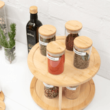 Organizador Giratório 2 Andares em Bambu 26cm - Ela Decora