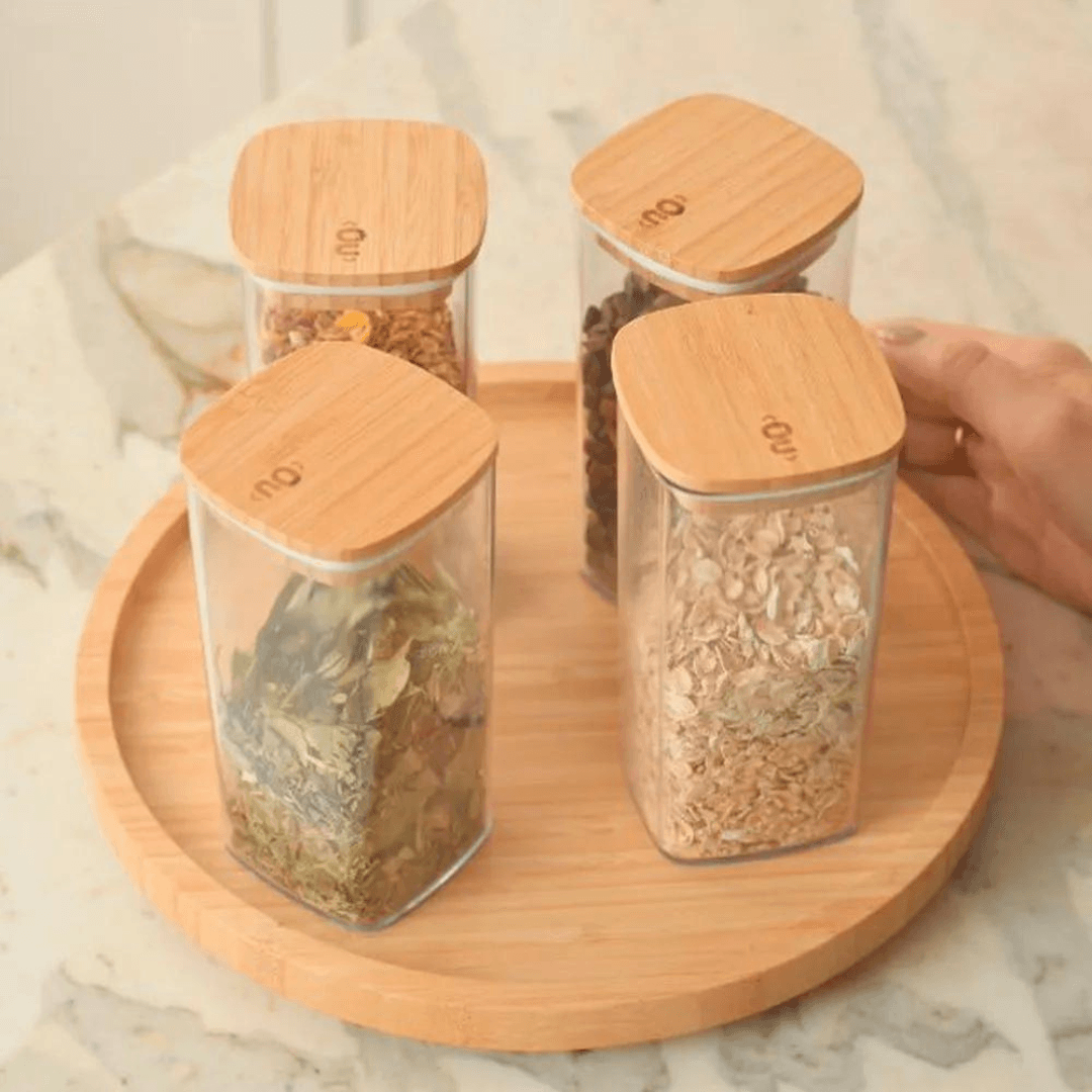 Organizador Giratório Keep de Bambu 25cm - Ela Decora