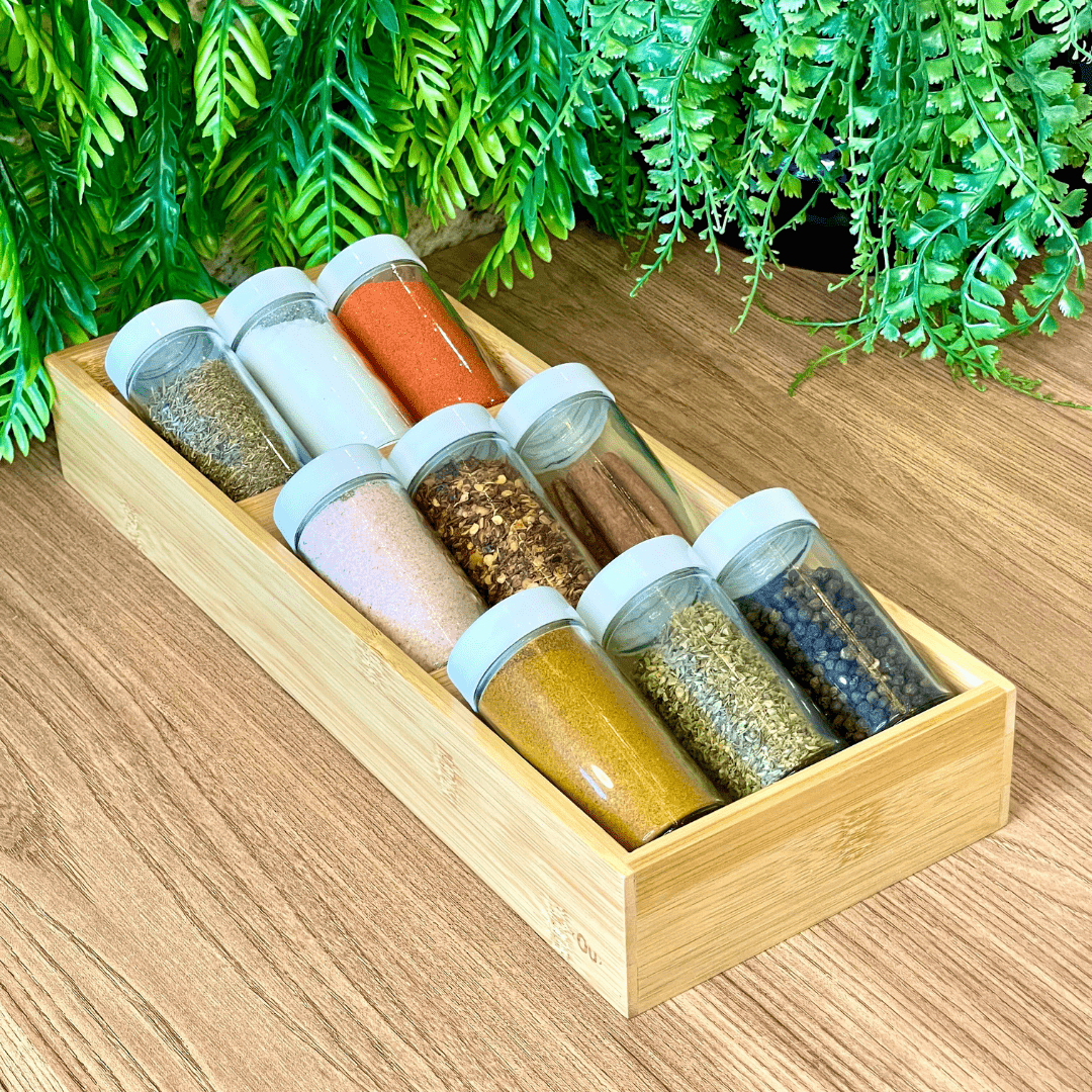 Organizador para Temperos Keep de Bambu 10 Peças - Ela Decora