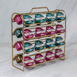 Organizador Porta Cápsulas De Café 3 Corações Dourado - Ela Decora