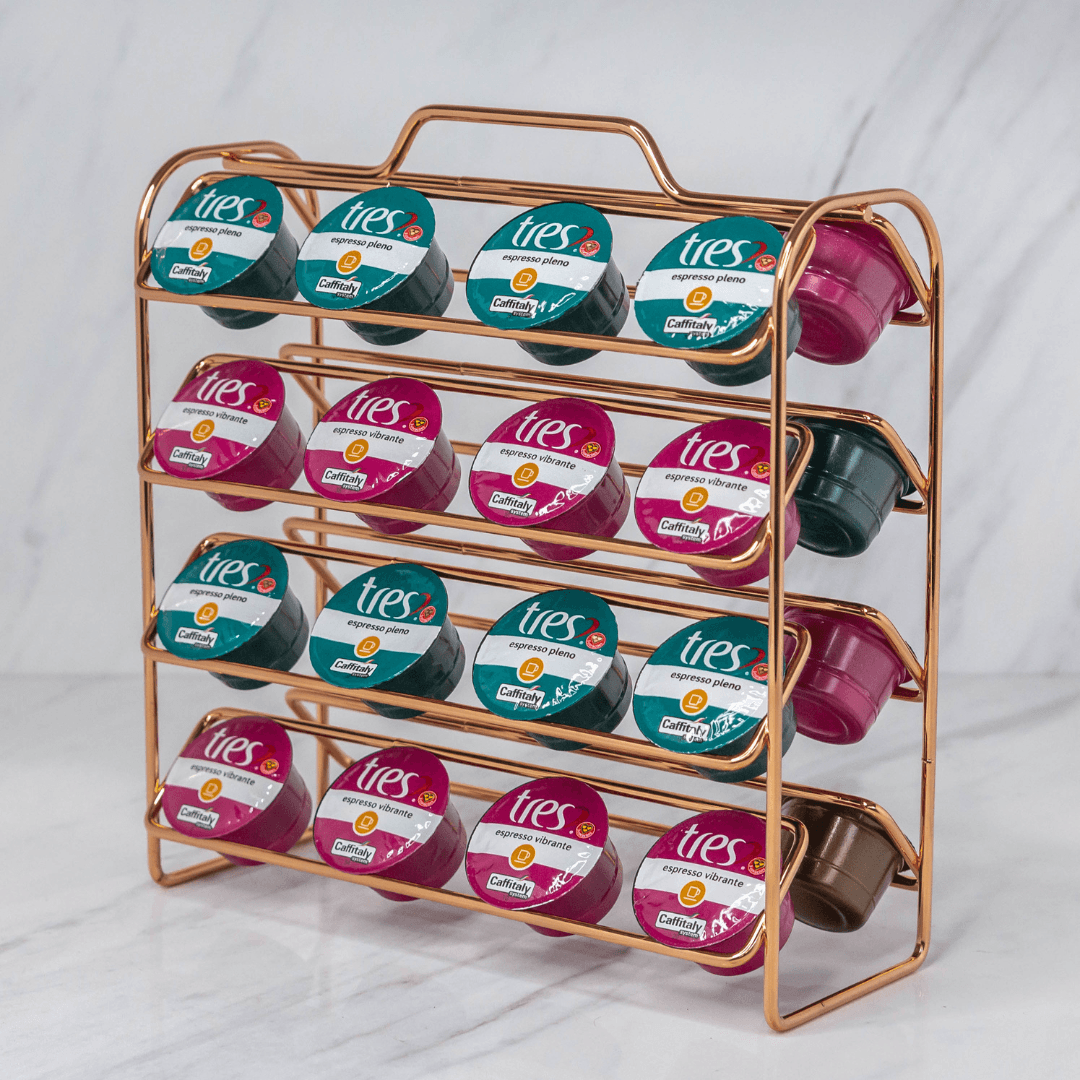 Organizador Porta Cápsulas de Café Três Corações Rose Gold - Ela Decora