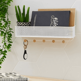 Organizador Porta Chaves e Correspondências Estique com 5 Ganchos Branco - Ela Decora