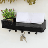 Organizador Porta Chaves e Correspondências Estique Preto com 5 Ganchos - Ela Decora