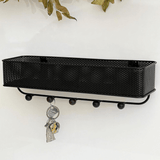 Organizador Porta Chaves e Correspondências Estique Preto com 5 Ganchos - Ela Decora