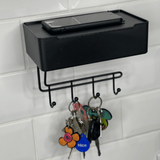 Organizador Porta Chaves Multiuso Fixação 3M Preto - Ela Decora