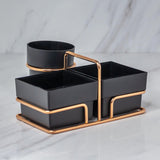 Organizador Porta Sachês de Açúcar Adoçante e Mexedor Preto e Rose Gold - Ela Decora