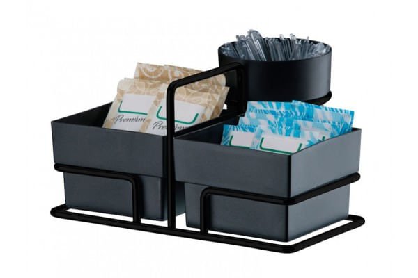 Organizador Porta Sachês de Açúcar Adoçante e Mexedor Preto Fosco - Ela Decora