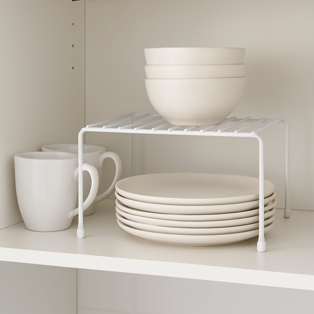 organizador de armário para bowls e pratos no armário