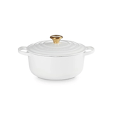 Panela Redonda Signature Branca com Pegador Dourado 20cm Le Creuset - Ela Decora