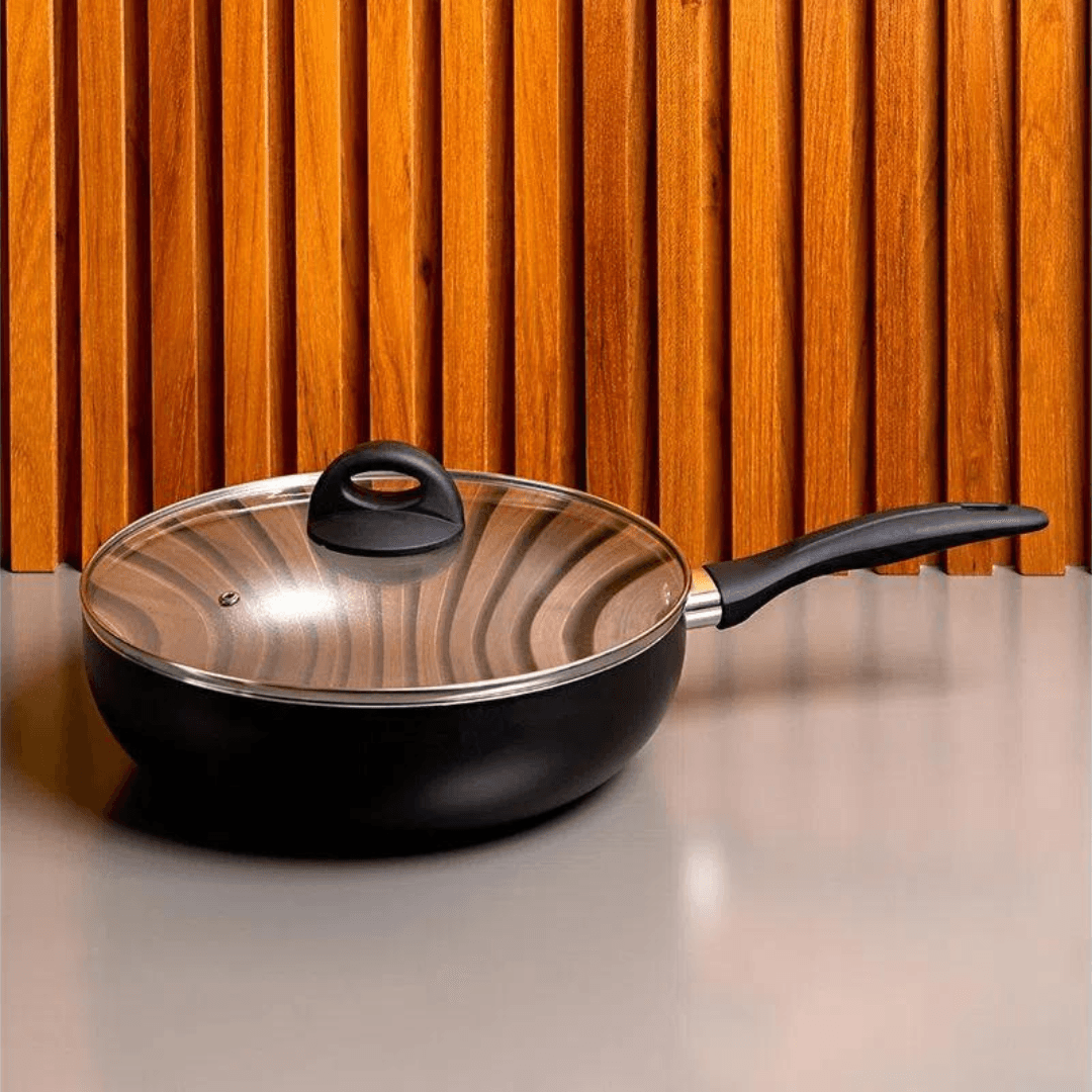 Panela Wok com Tampa Smart Plus Preta 3,4 Litros - Ela Decora