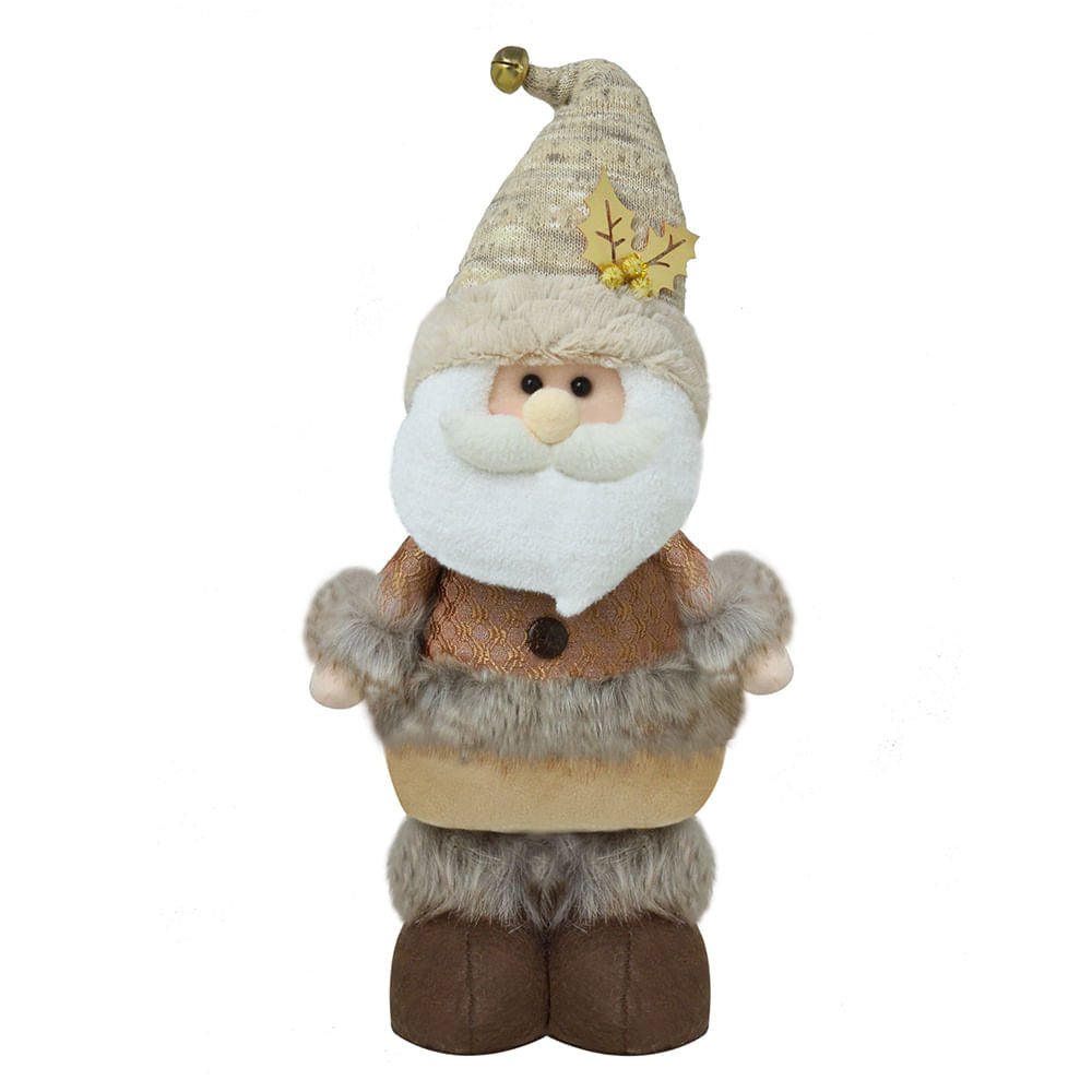 Papai Noel Decorativo Marrom e Bege 33cm - Ela Decora