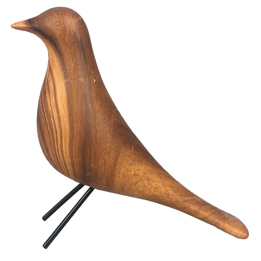 Pássaro em Cerâmica Estilo Madeira 18cm x 17cm x 6cm - Ela Decora