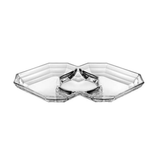 Petisqueira Canoa com 3 Divisórias em Vidro 32,5cm x 21,5cm x 3cm - Ela Decora