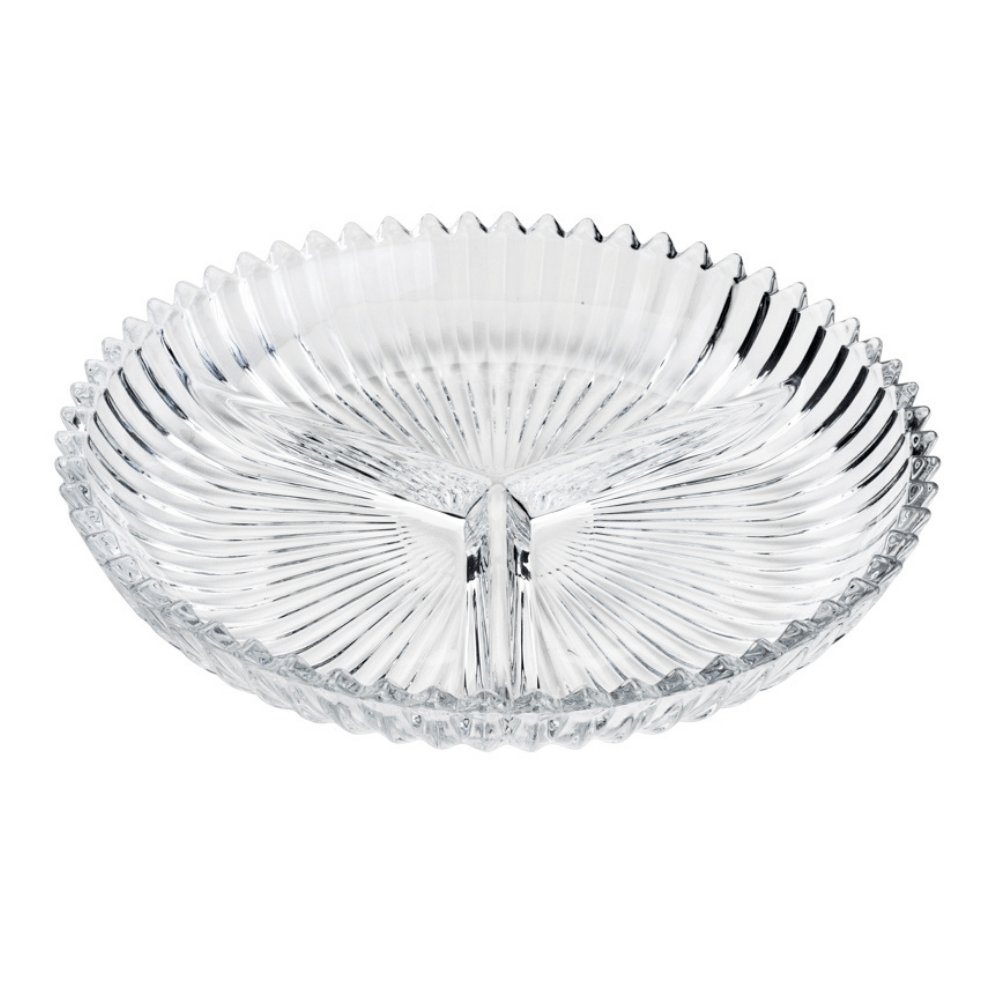 Petisqueira Com 3 Divisórias De Cristal De Chumbo - 22 cm - Ela Decora