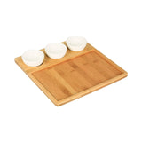 Petisqueira em Bambu com Molheira 4 Peças - Ela Decora