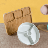 Petisqueira em Bambu Retangular Linea com 4 Divisórias 33cm - Ela Decora