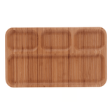 Petisqueira em Bambu Retangular Linea com 4 Divisórias 33cm - Ela Decora