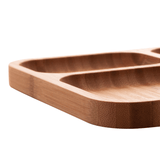 Petisqueira em Bambu Retangular Linea com 4 Divisórias 33cm - Ela Decora