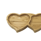 Petisqueira Trio Coração em Bambu - 25,5 cm - Ela Decora