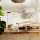 Porta Algodão com Tampa de Bambu 18cm My Box - Ela Decora