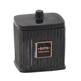 Porta Algodão de Cerâmica Preto 11,5cm - Ela Decora