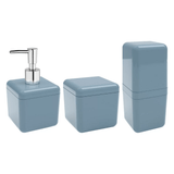 Porta Algodão e Cotonete Azul Fog Cube - 8,5 cm - Ela Decora