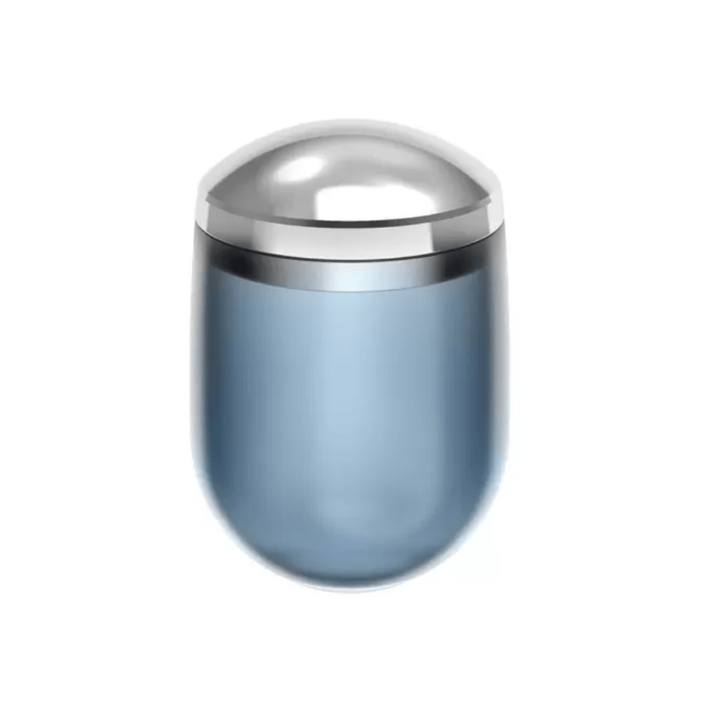 Porta Algodão e Cotonete Belly Soft Azul Glacial e Cromado - 8,5 cm - Ela Decora