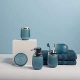 Porta Algodão e Cotonete Belly Soft Azul Glacial e Cromado - 8,5 cm - Ela Decora