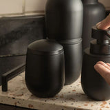 Porta Algodão e Cotonete Belly Soft Preto 12cm - Ela Decora