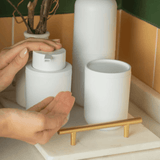 Porta Algodão e Cotonete Bold Branco 10,7cm - Ela Decora