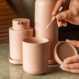 Porta Algodão e Cotonete Bold Rosa Duna 10,7cm - Ela Decora