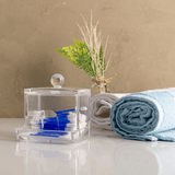 Porta Algodão e Cotonete de Acrilíco Quadrado 9,5cm - Ela Decora